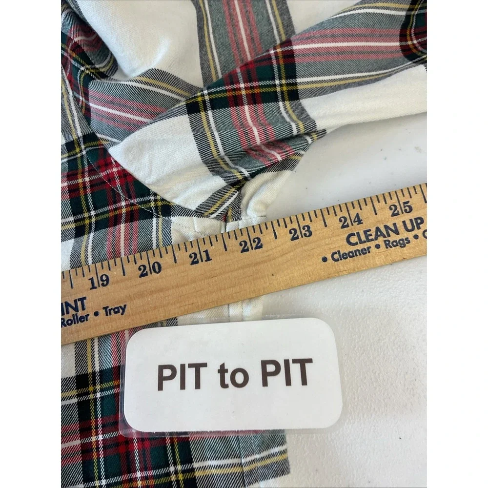 Polo Ralph Lauren Classic Fit Plaid Flannel Shirt Youth‎ XL Ivory Red Button Up